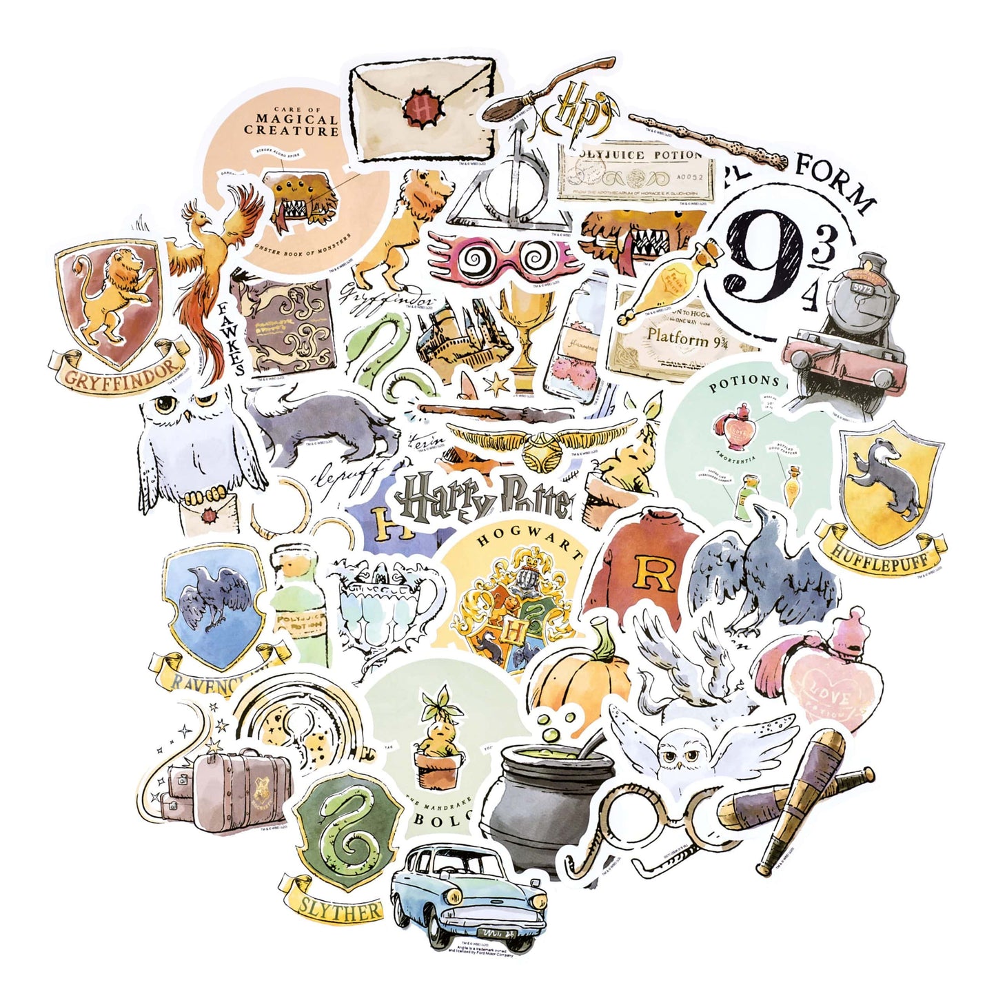 Harry Potter Watercolor Decals (50-Pack)