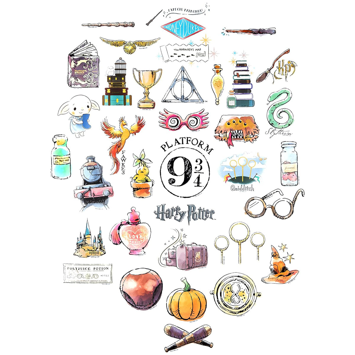 Harry Potter Watercolor Decals (50-Pack)