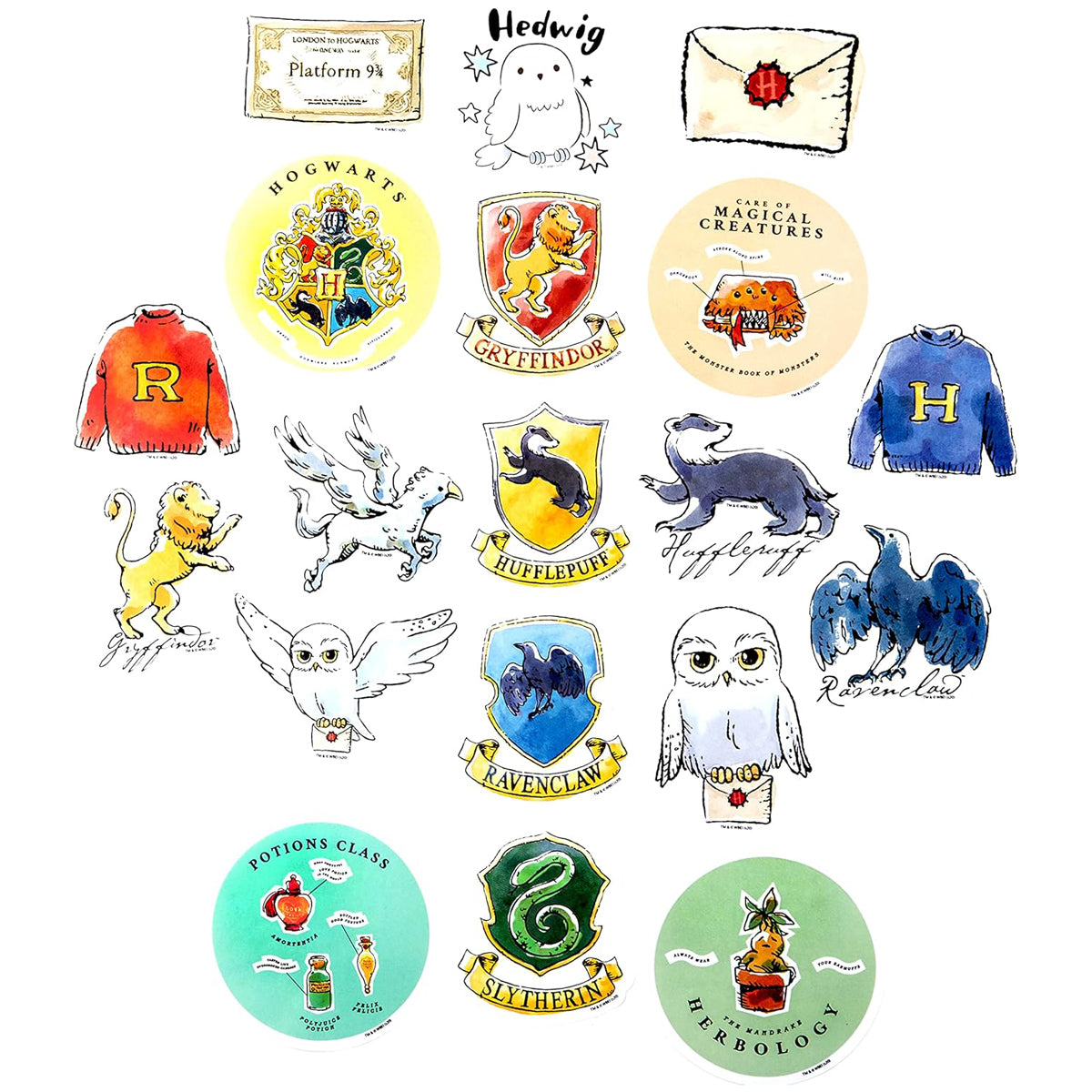 Harry Potter Watercolor Decals (50-Pack)