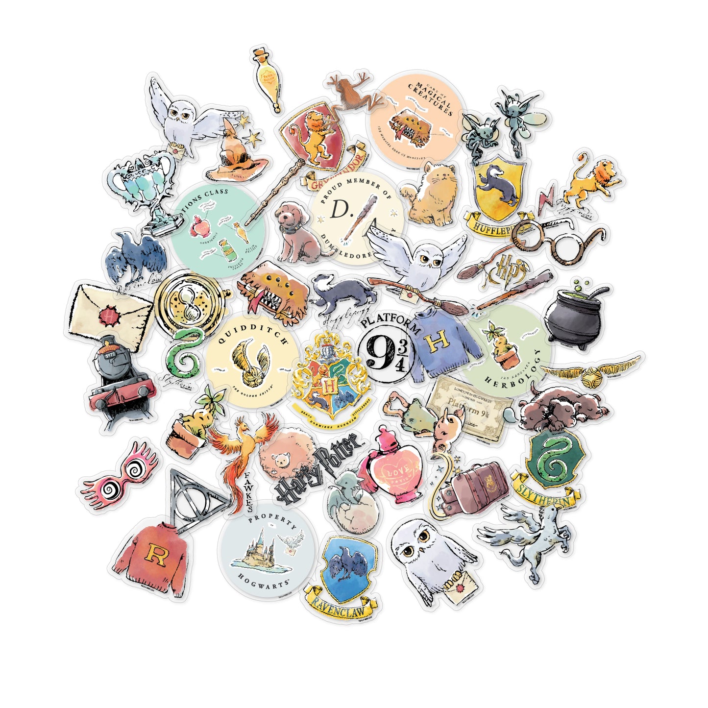 Harry Potter Clear Watercolor Decals (50-Pack)