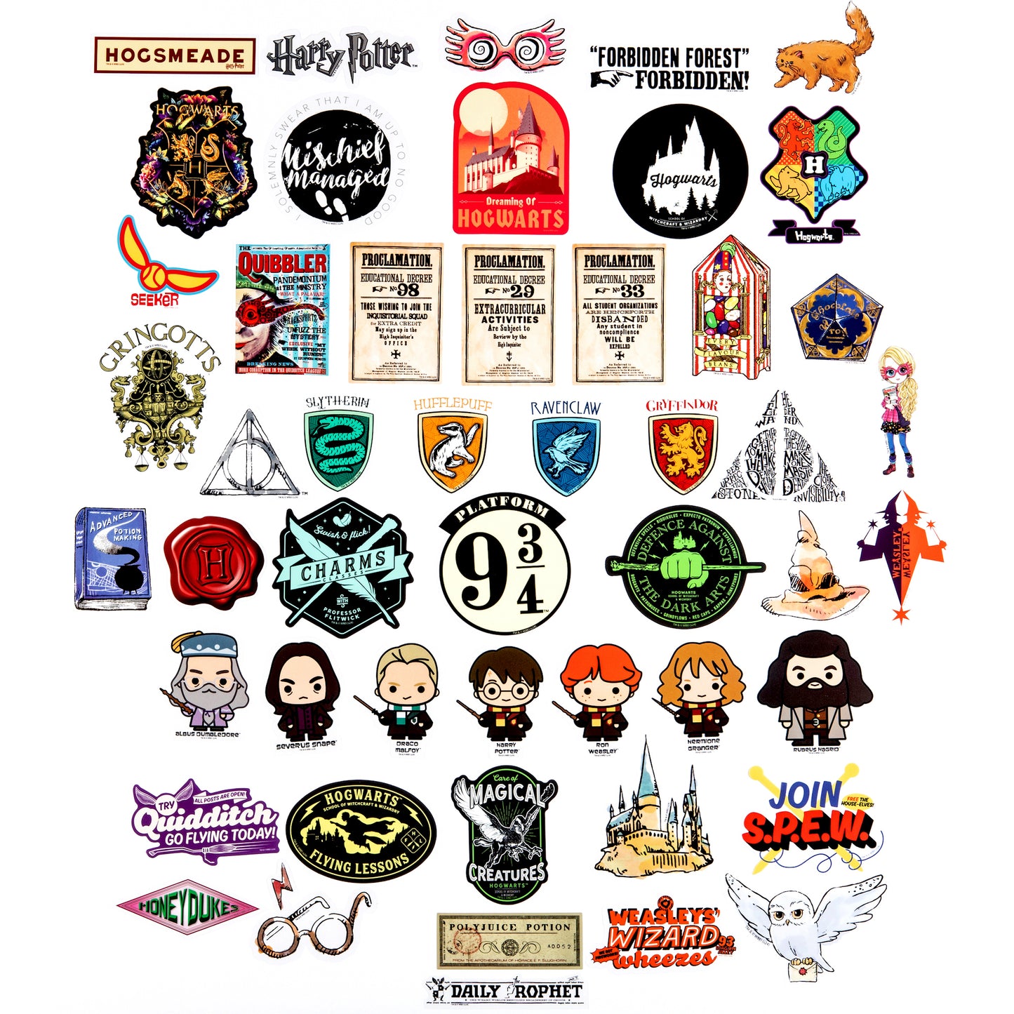 Harry Potter Clear Variety Decals (50-Pack)