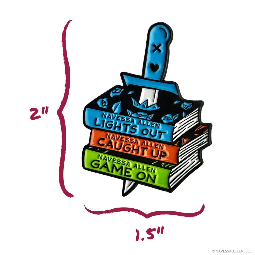 Into Darkness Series: Book Stack Enamel Pin