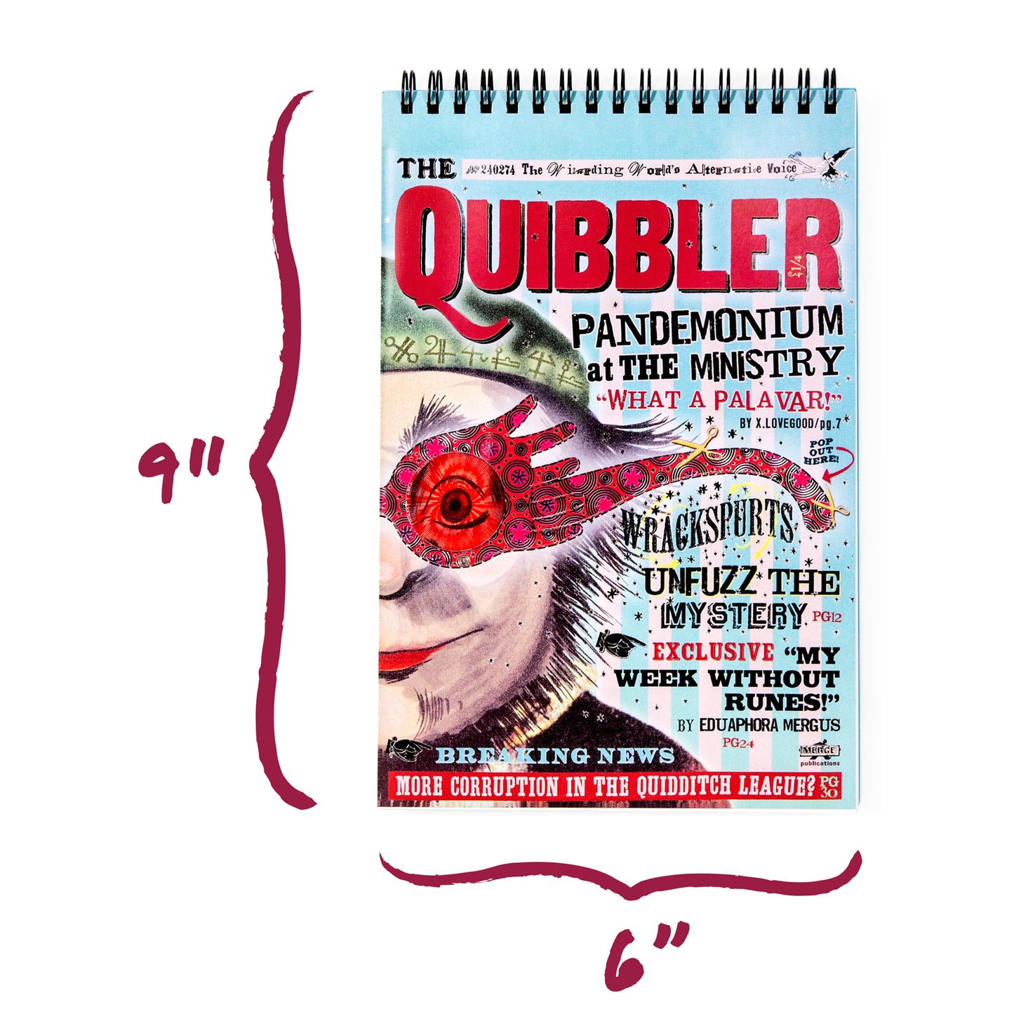 Harry Potter The Quibbler Top-Spiral Steno Notepad (6'' x 9'')