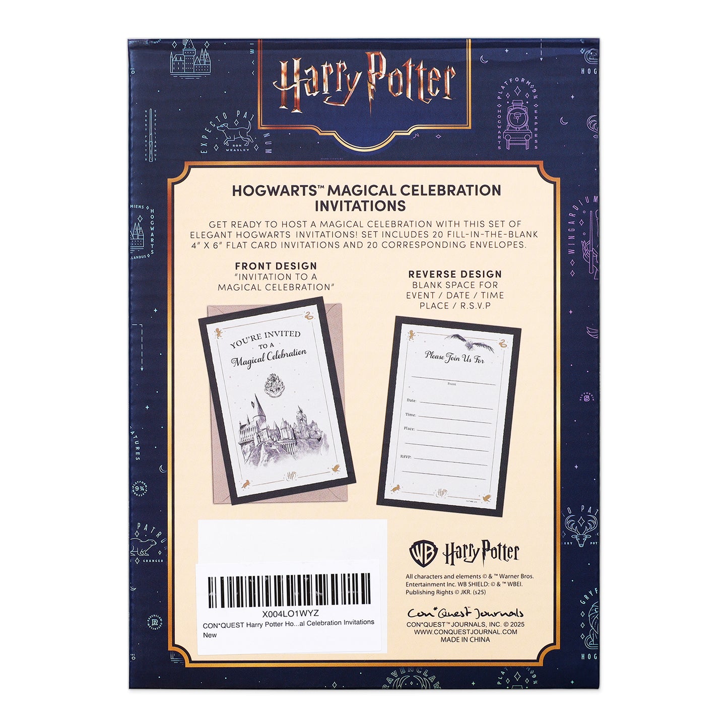 Harry Potter Hogwarts Castle Fill-in-the-Blank Celebration Invitation & Envelope Box Set (20-Pack)