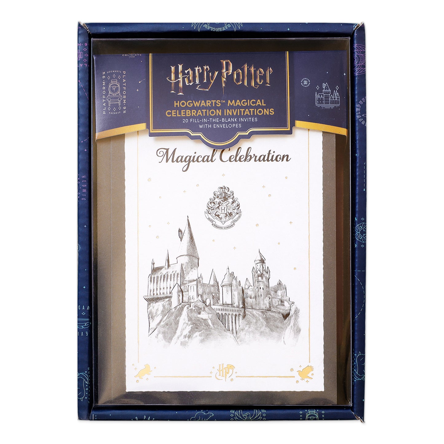 Harry Potter Hogwarts Castle Fill-in-the-Blank Celebration Invitation & Envelope Box Set (20-Pack)