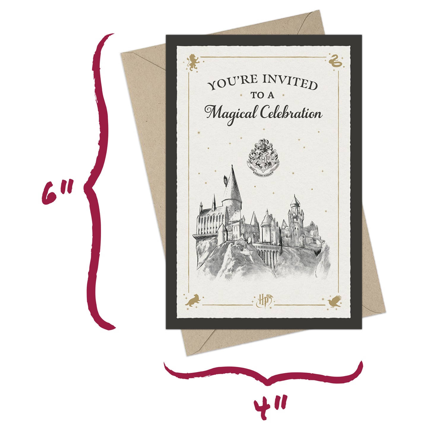 Harry Potter Hogwarts Castle Fill-in-the-Blank Celebration Invitation & Envelope Box Set (20-Pack)