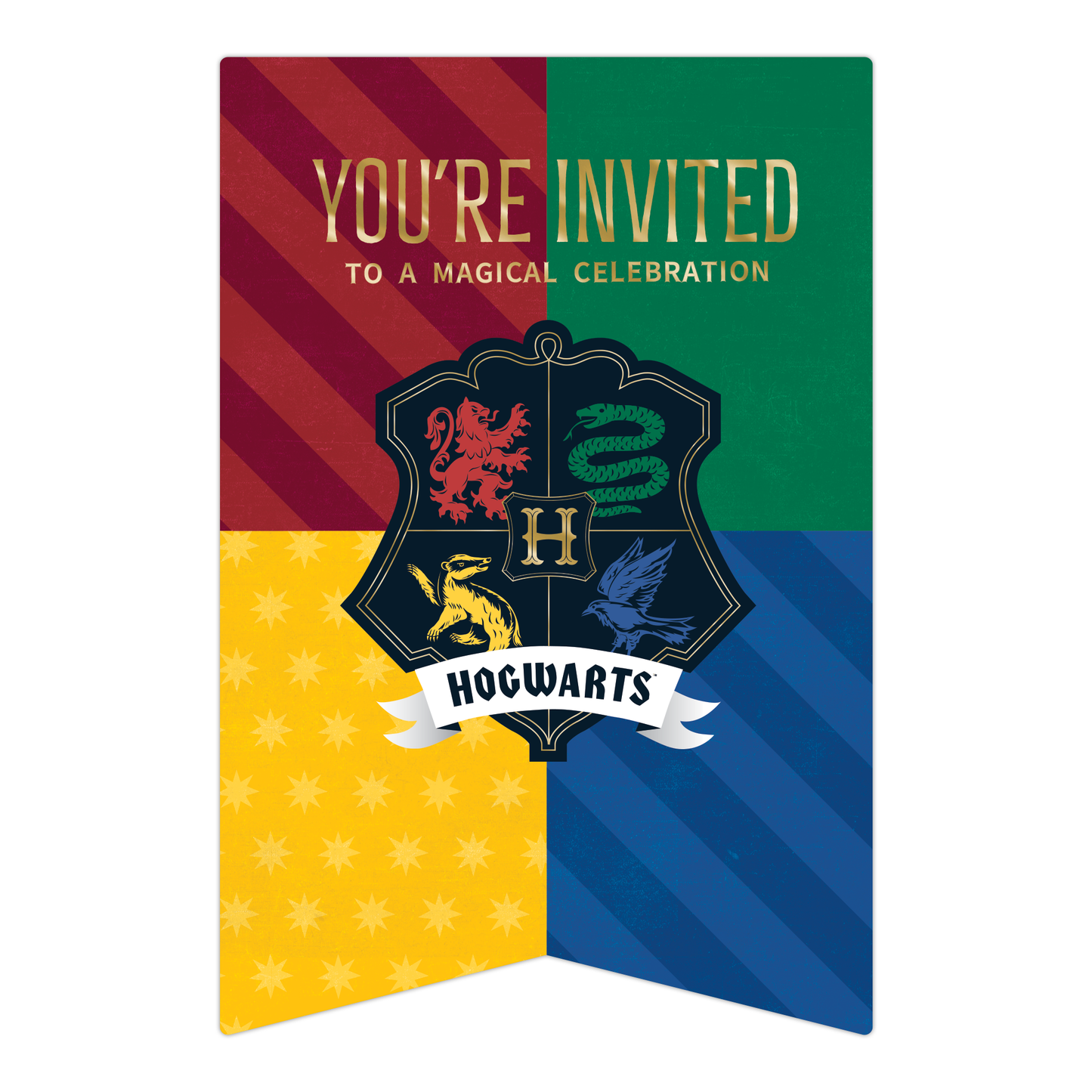 Harry Potter Hogwarts House Banners Fill-in-the-Blank Celebration Invitation & Envelope Box Set (20-Pack)