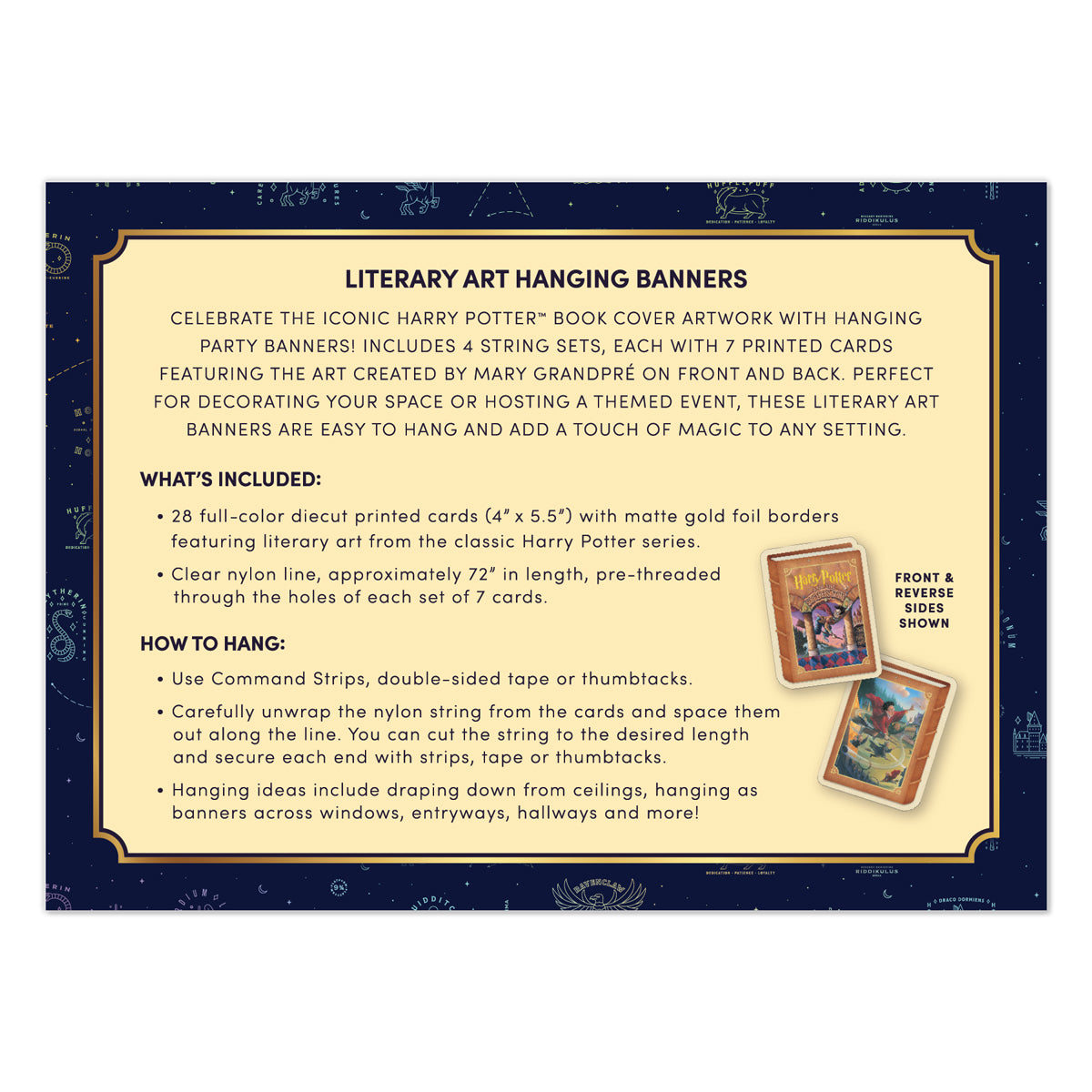 Harry Potter Literary Art Hanging Cardstock Banners (28-Pieces, 4 Strings of 7 Cards)