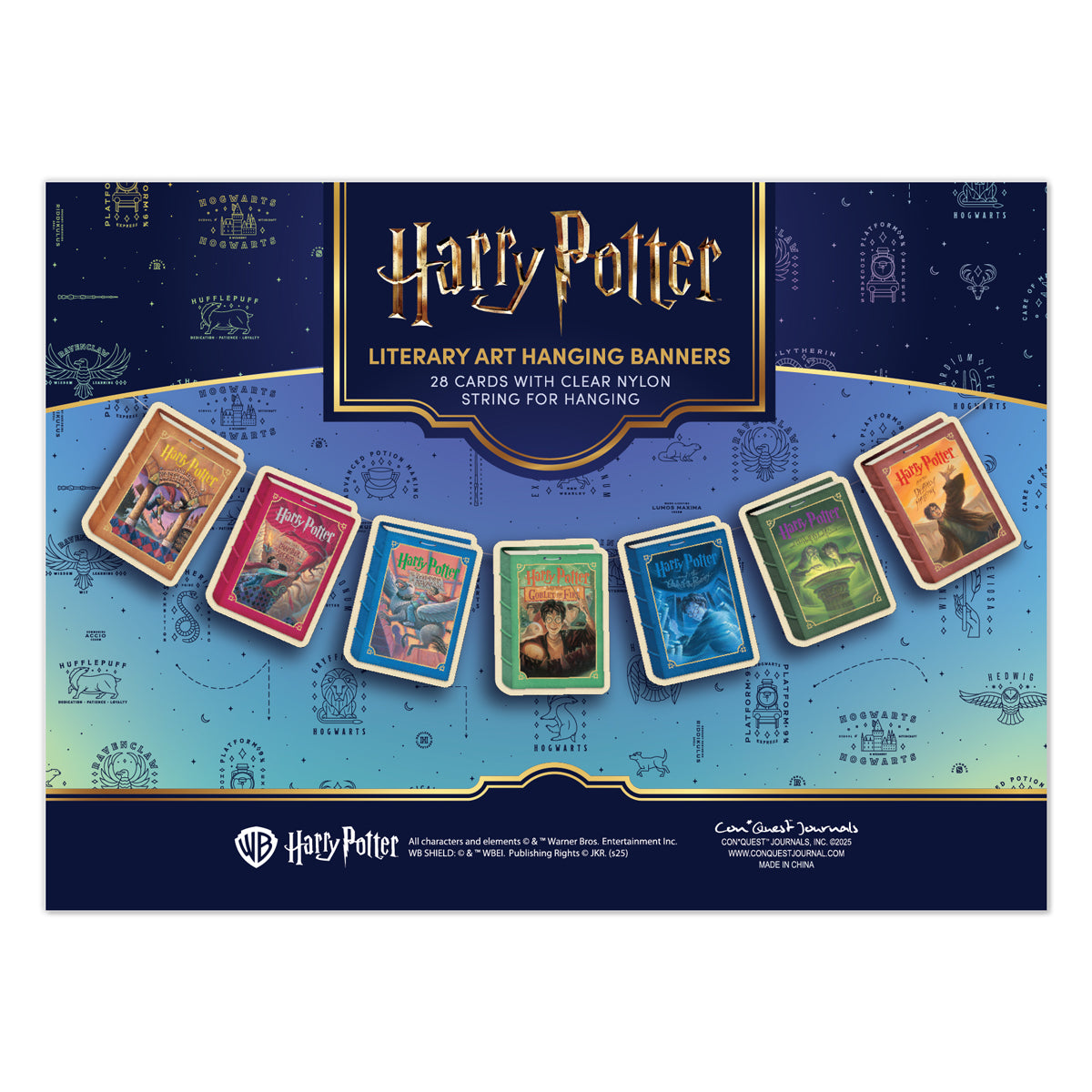 Harry Potter Literary Art Hanging Cardstock Banners (28-Pieces, 4 Strings of 7 Cards)