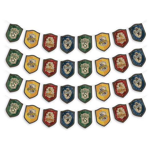 Harry Potter Hogwarts House Pride Hanging Cardstock Banners (32-Pieces, 4 Strings of 8 Cards)