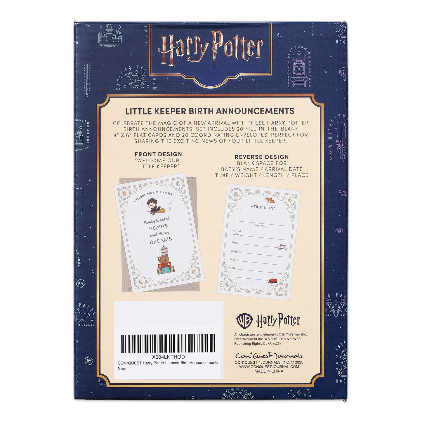 Harry Potter Little Keeper Fill-in-the-Blank Baby Birth Announcement & Envelope Box Set (20-Pack)