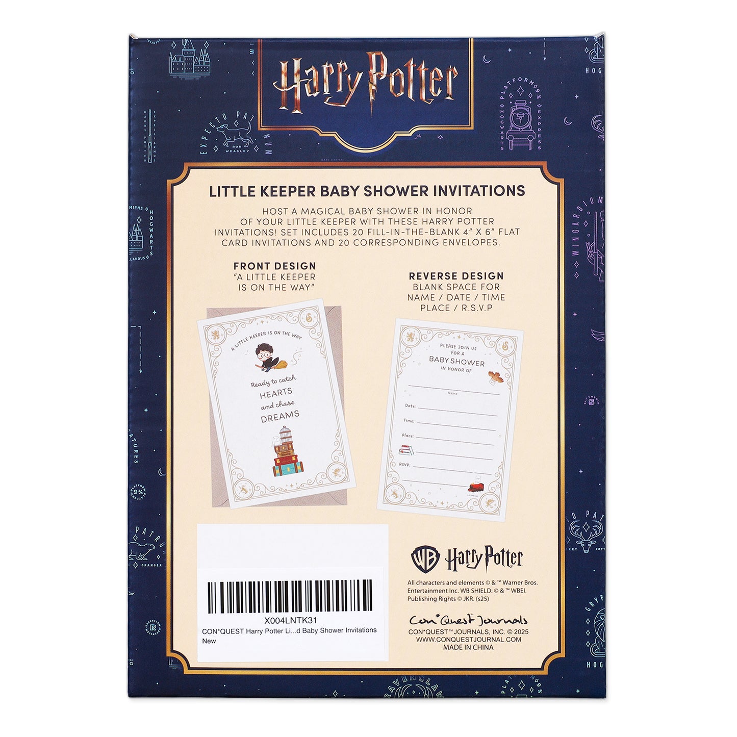 Harry Potter Little Keeper Fill-in-the-Blank Baby Shower Invitation & Envelope Box Set (20-Pack)