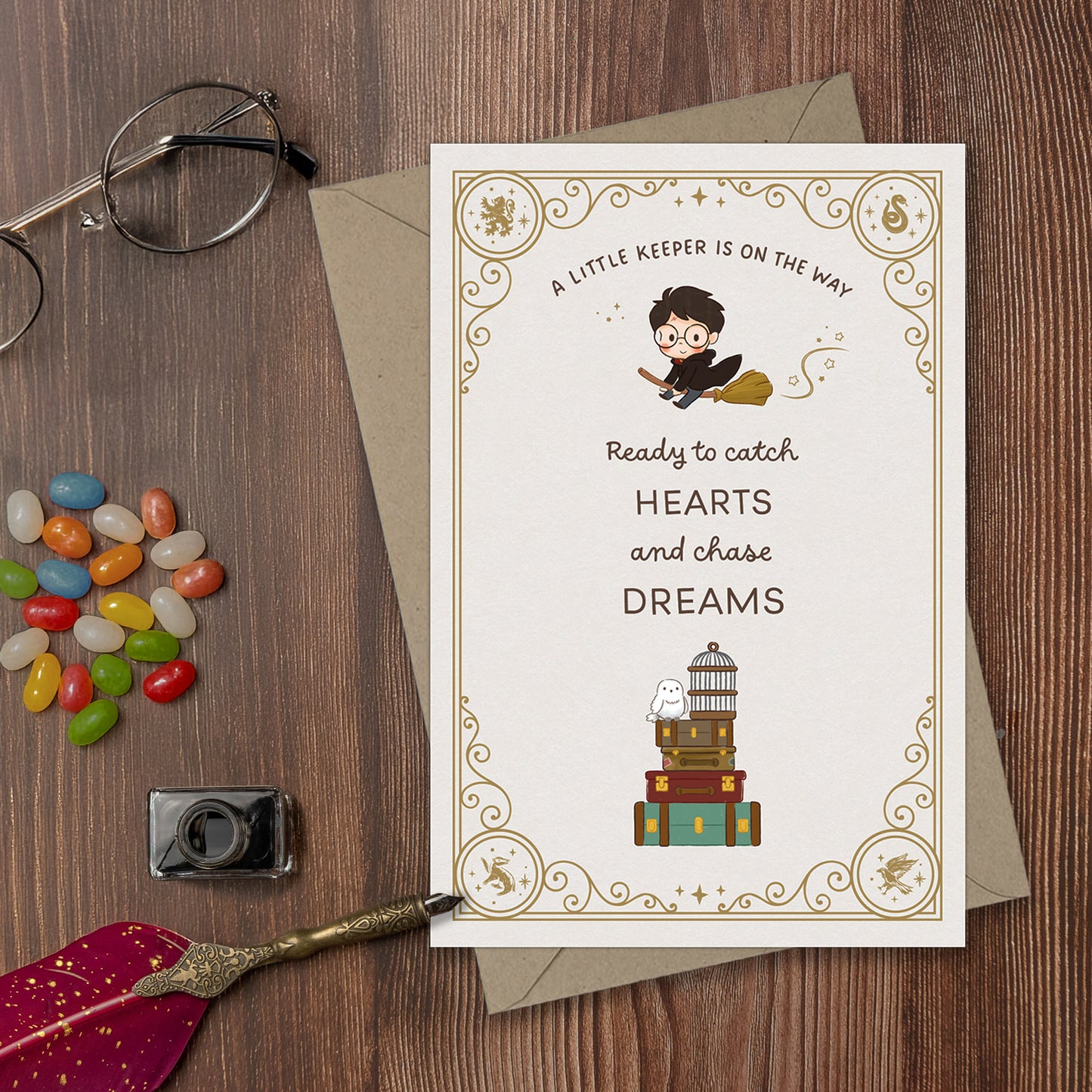 Harry Potter Little Keeper Fill-in-the-Blank Baby Shower Invitation & Envelope Box Set (20-Pack)