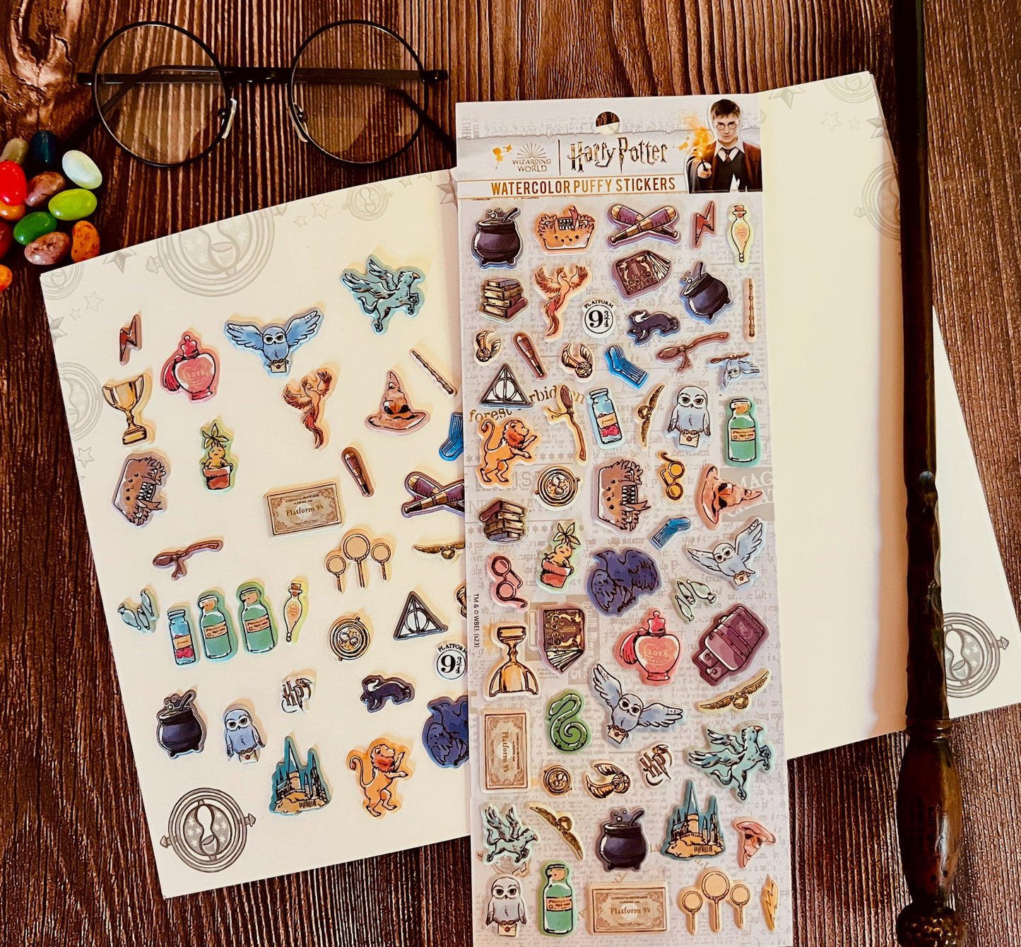 Harry Potter Watercolor Puffy Sticker Sheets (4-Pack)