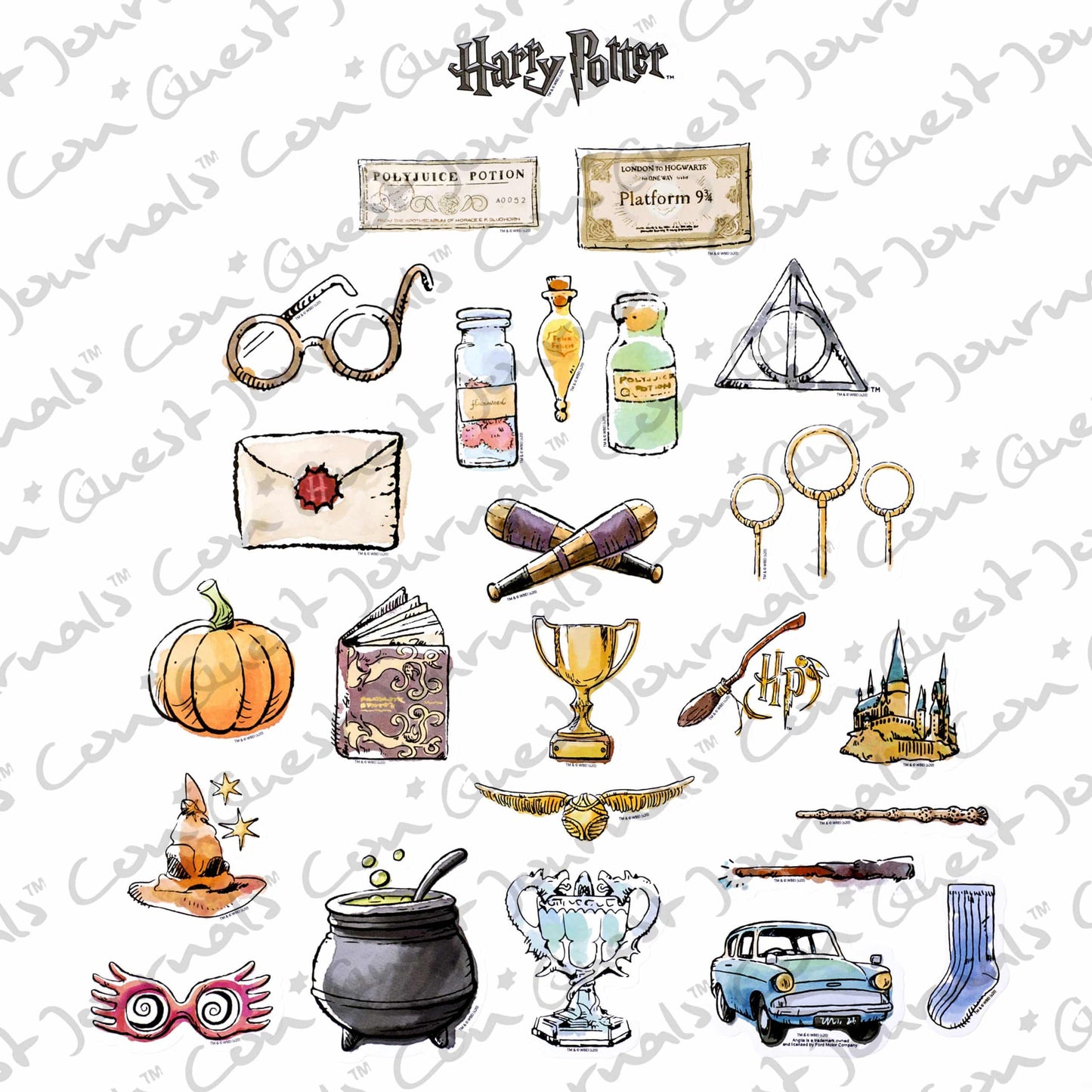 Harry Potter Watercolor Decals (50-Pack)