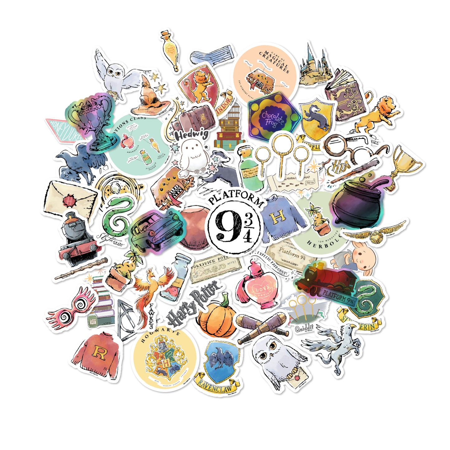 Harry Potter Watercolor Decals (60-Pack)