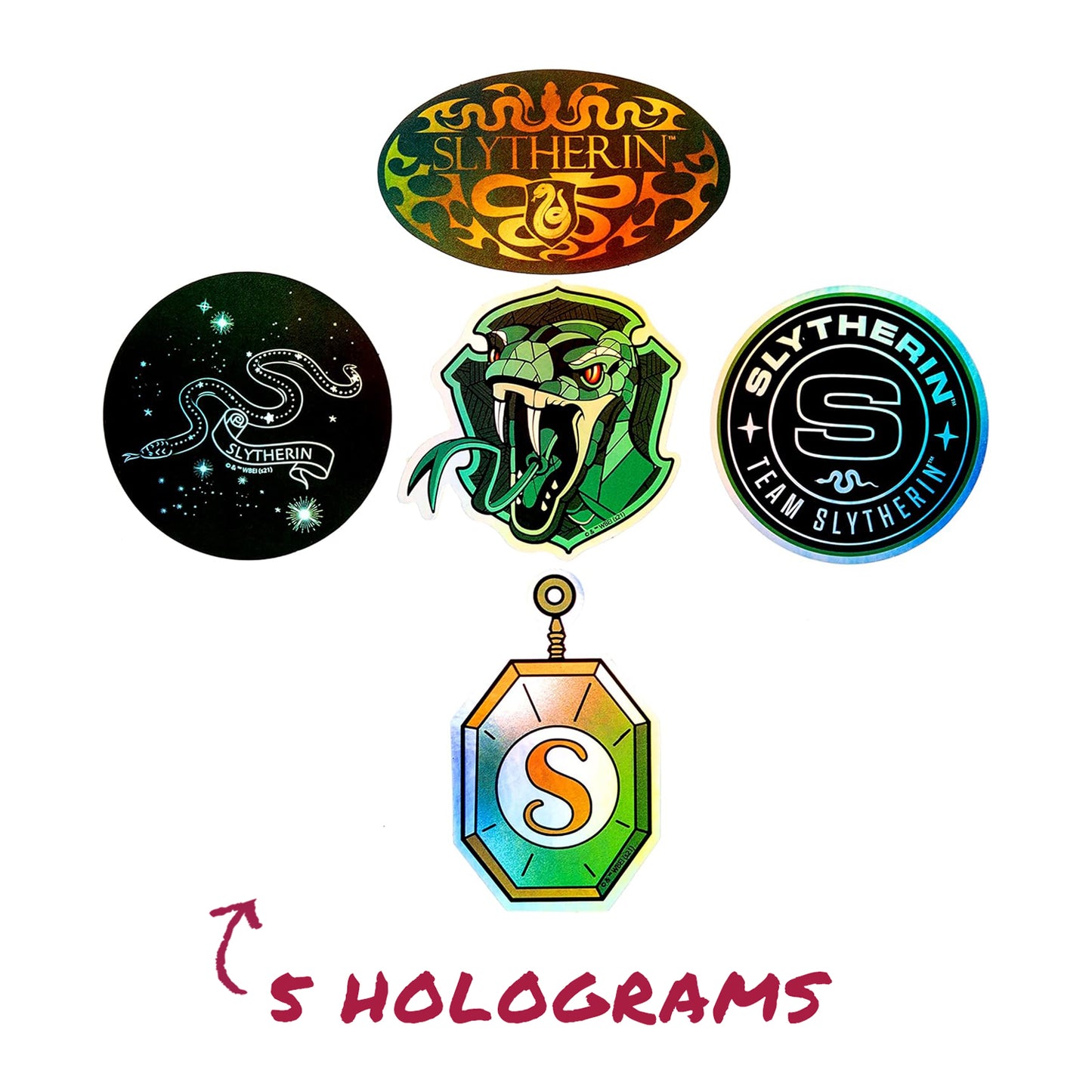 Harry Potter Slytherin House Pride Bundle (30'' x 50'' Banner, 60-Pack Decals & Wall Collage Kit)