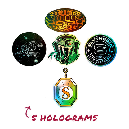Harry Potter Slytherin House Pride Bundle (30'' x 50'' Banner, 60-Pack Decals & Wall Collage Kit)