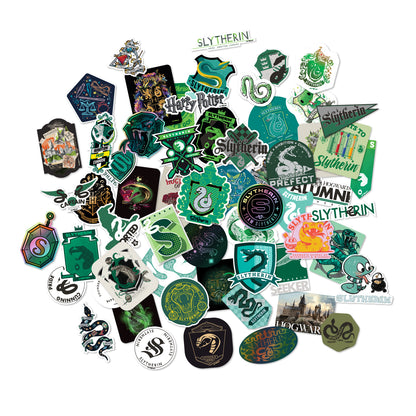 Harry Potter Slytherin House Pride Bundle (30'' x 50'' Banner, 60-Pack Decals & Wall Collage Kit)