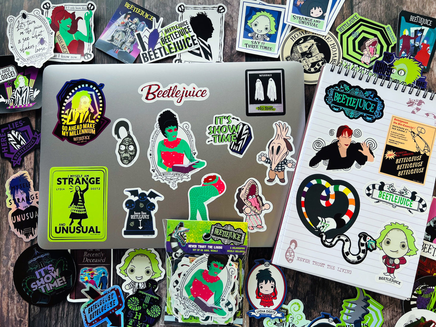 Beetlejuice Handbook for the Recently Deceased Steno Notepad & 60-Count Decal Pack Bundle