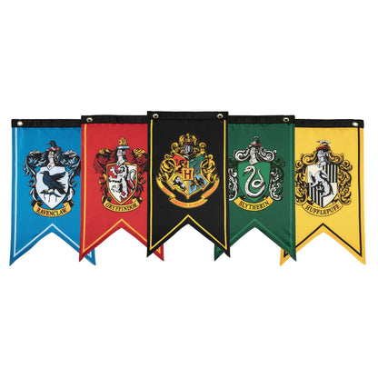 Harry Potter Wizarding World Party Decor & Sticker Bundle (Hogwarts House Banner Flag Set, Location Directional Signs & 50 Decals)
