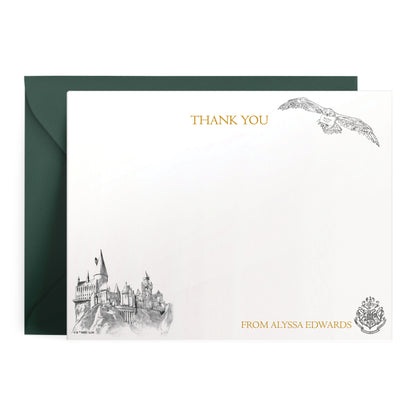 Harry Potter Black & White Hogwarts Castle Personalized Thank You Cards