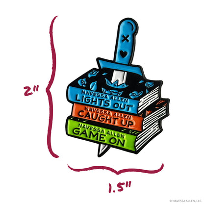 Into Darkness Series: Book Stack Enamel Pin