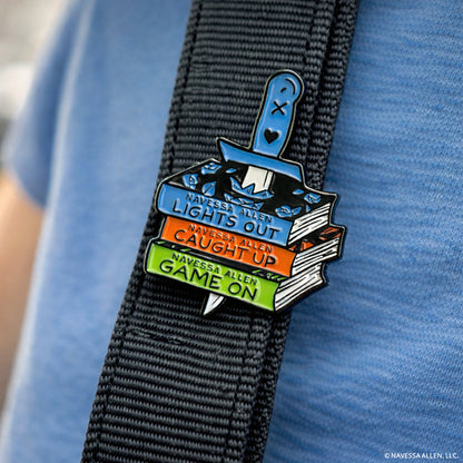 Into Darkness Series: Book Stack Enamel Pin