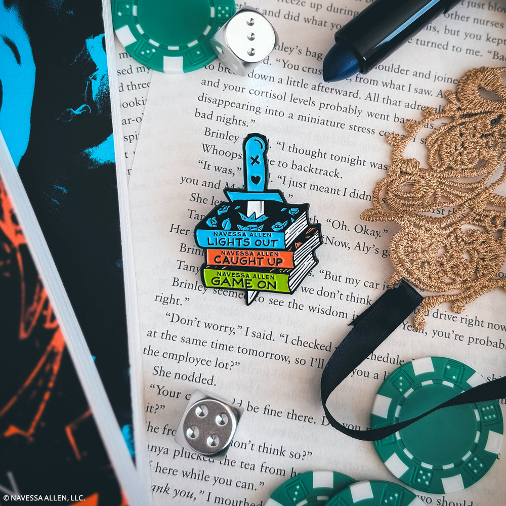 Into Darkness Series: Book Stack Enamel Pin