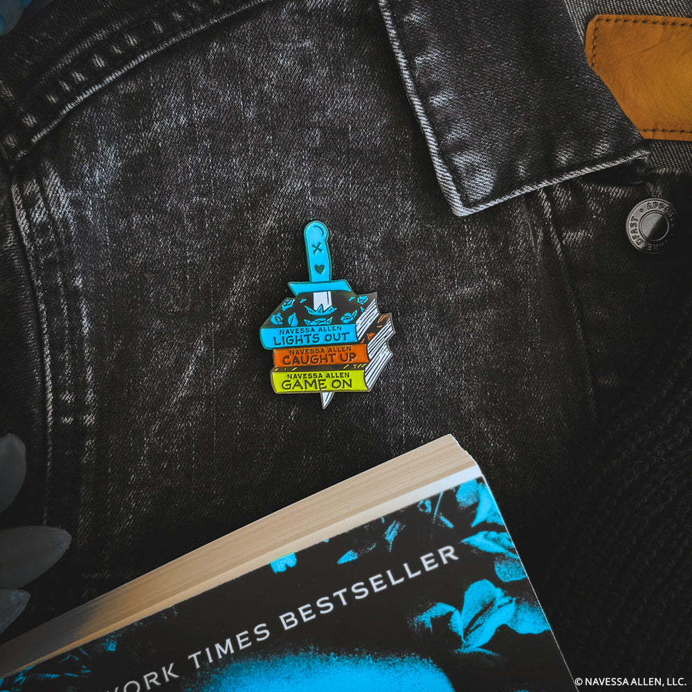 Into Darkness Series: Book Stack Enamel Pin
