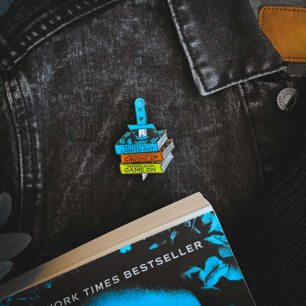 Into Darkness Series: Book Stack Enamel Pin