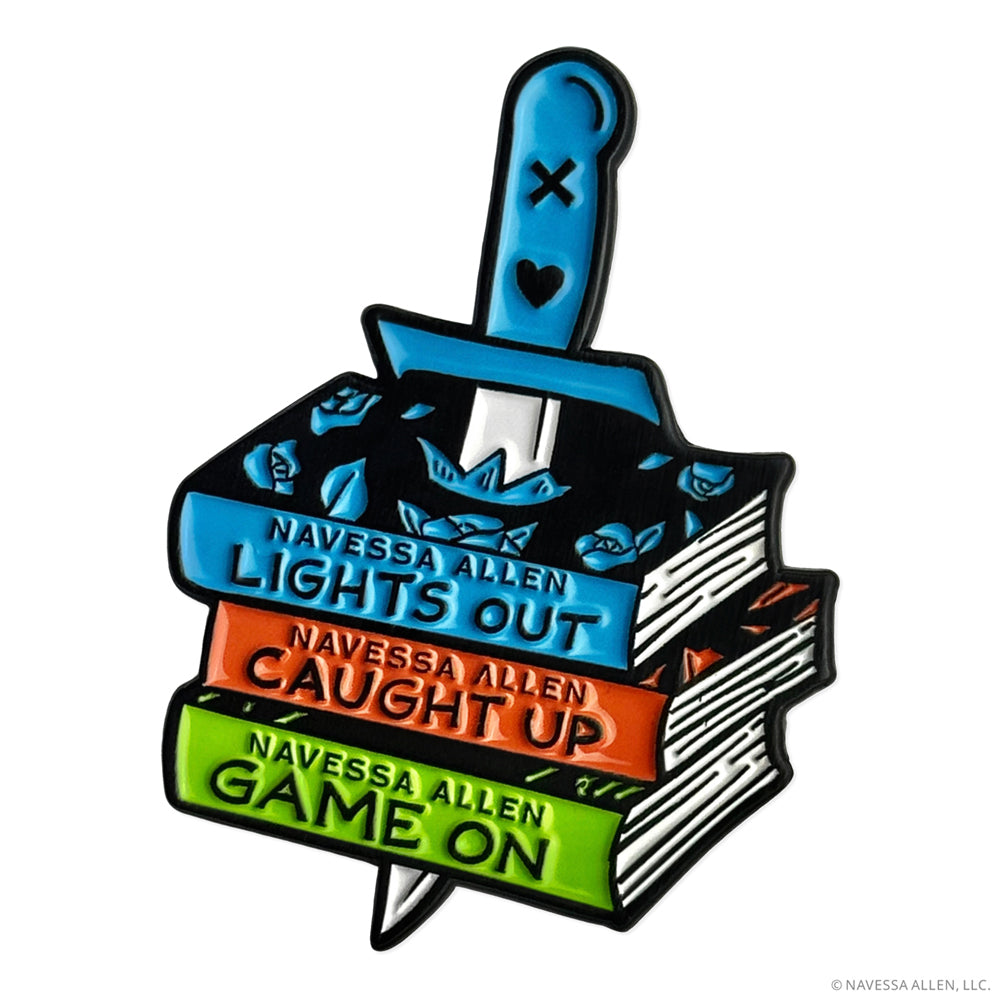 Into Darkness Series: Book Stack Enamel Pin