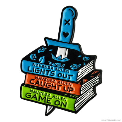 Into Darkness Series: Book Stack Enamel Pin