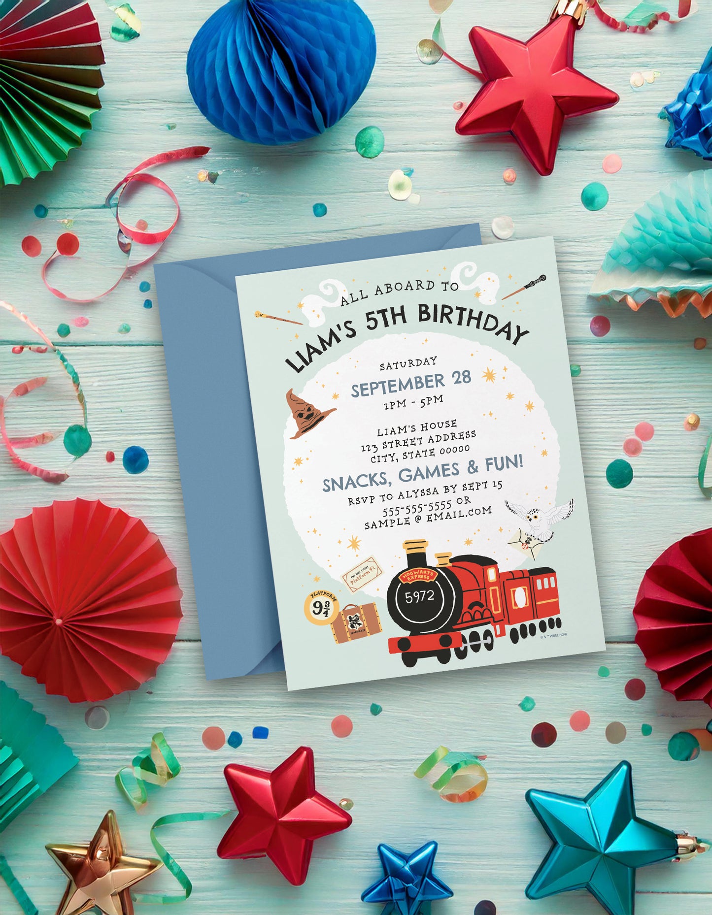 Harry Potter Hogwarts Express Personalized Kids Invitations