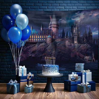 Harry Potter Hogwarts Castle at Night Backdrop Wall Banner (5ft x 7ft)