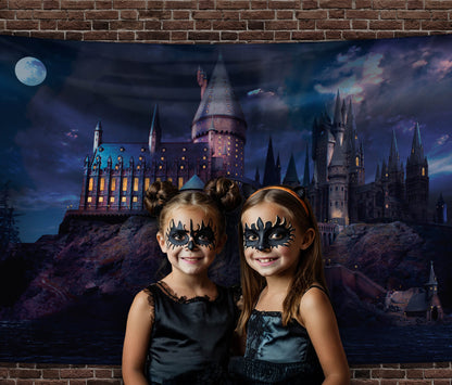 Harry Potter Hogwarts Castle at Night Backdrop Wall Banner (5ft x 7ft)