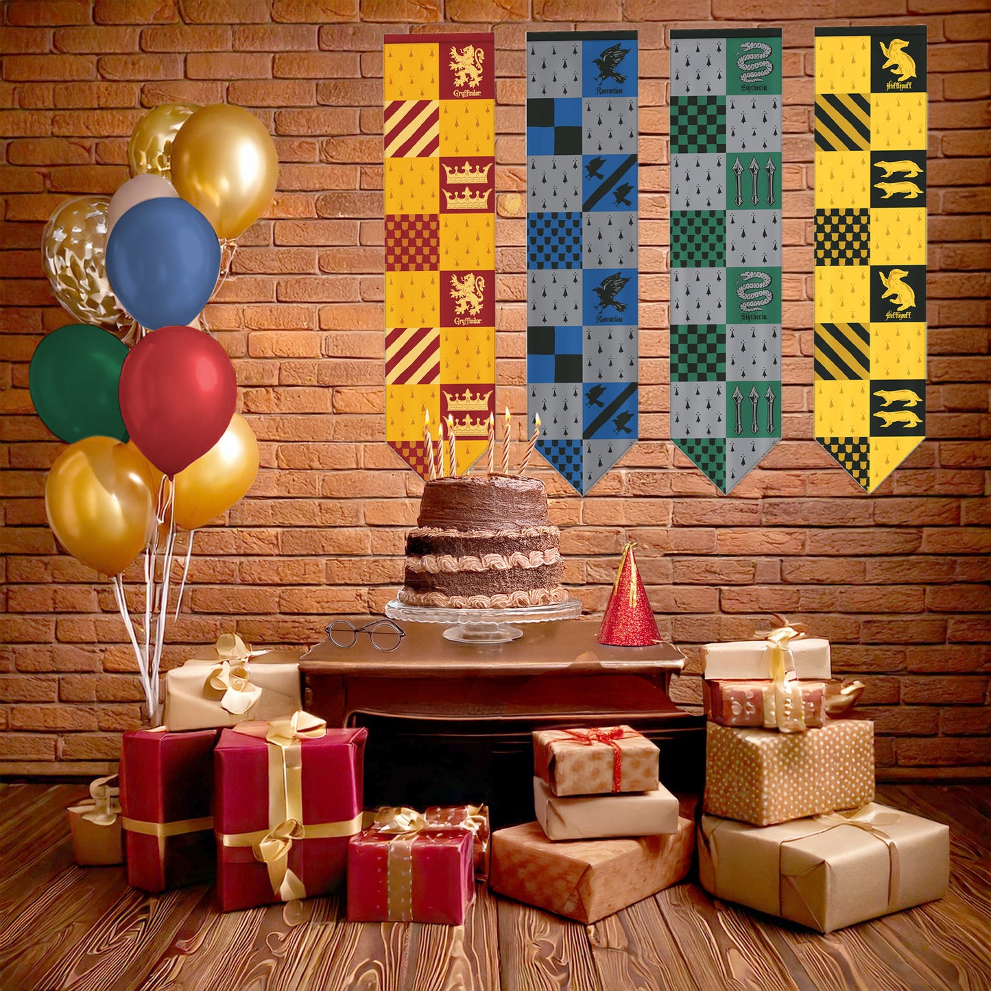 Harry Potter Hogwarts House Quidditch Large Banner Flag Set (12'' x 49'')