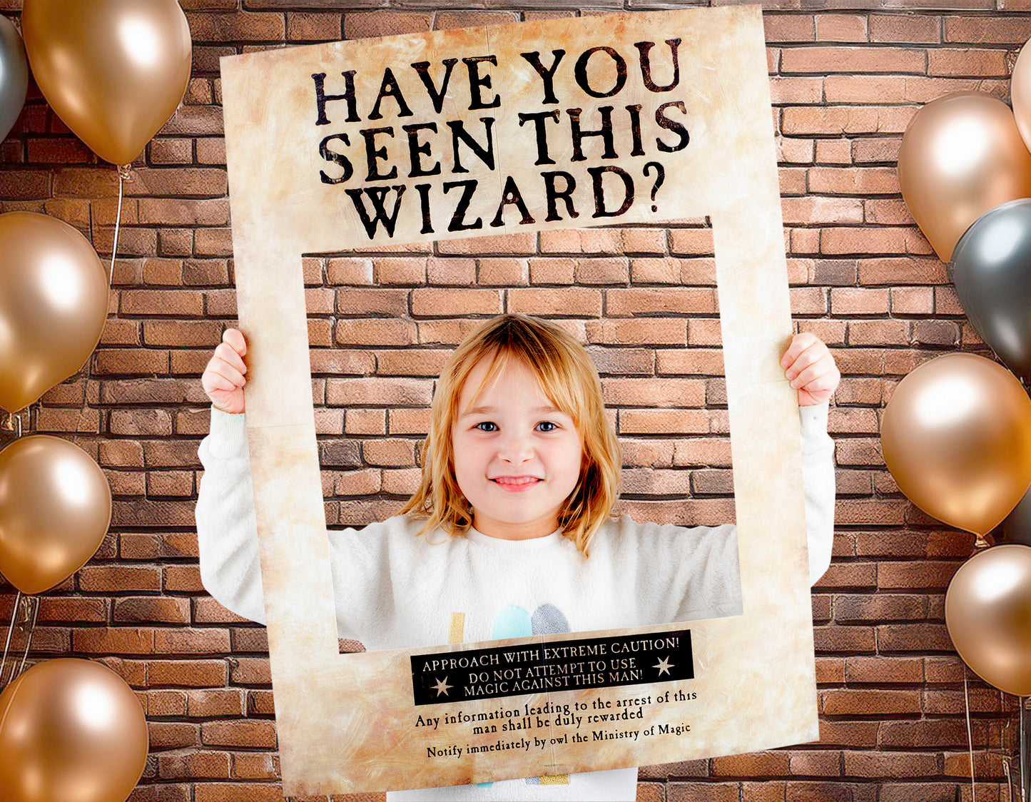 Harry Potter Party Decor & Photo Prop Bundle (Have You Seen This Wizard? Photo Prop, Location Directional Signs & Large Quidditch Banner Flag Set)