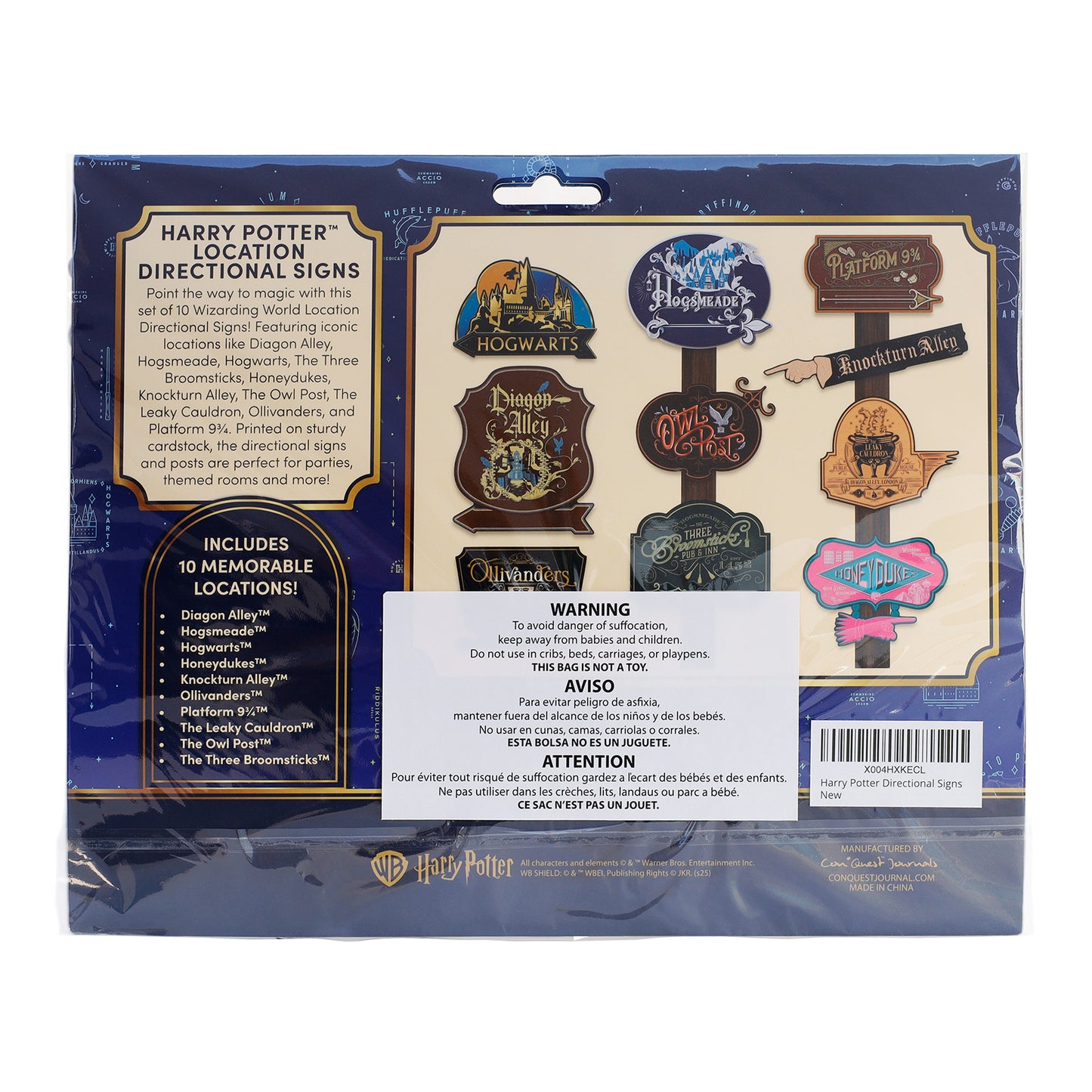 Harry Potter Wizarding World Party Decor & Sticker Bundle (Hogwarts House Banner Flag Set, Location Directional Signs & 50 Decals)