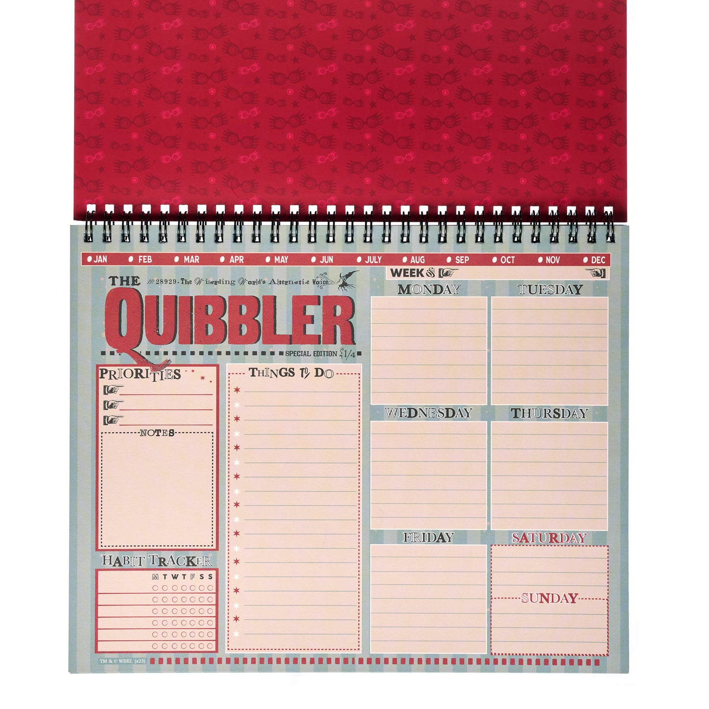 Harry Potter The Quibbler Top-Spiral Undated Weekly Planning Notepad (8'' x 10'')