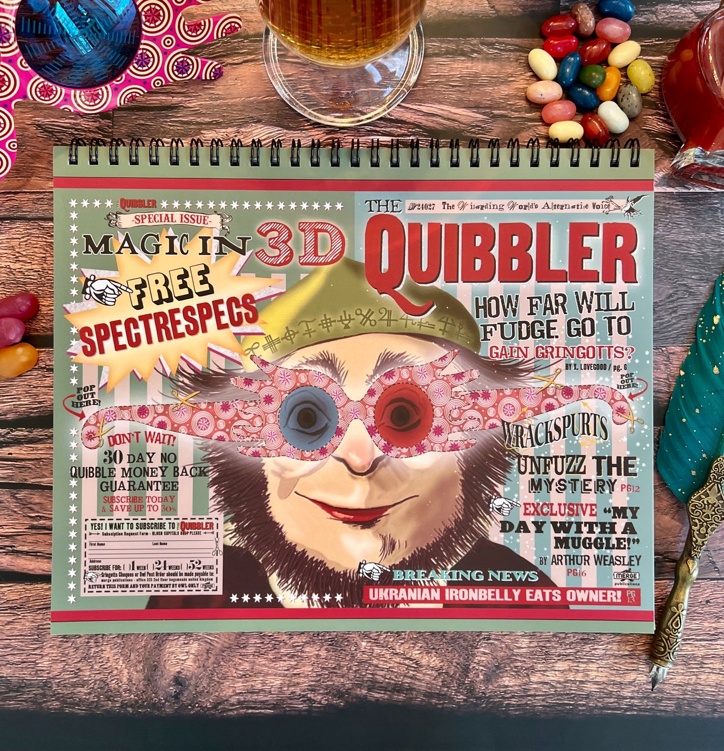 Harry Potter The Quibbler Top-Spiral Undated Weekly Planning Notepad (8'' x 10'')