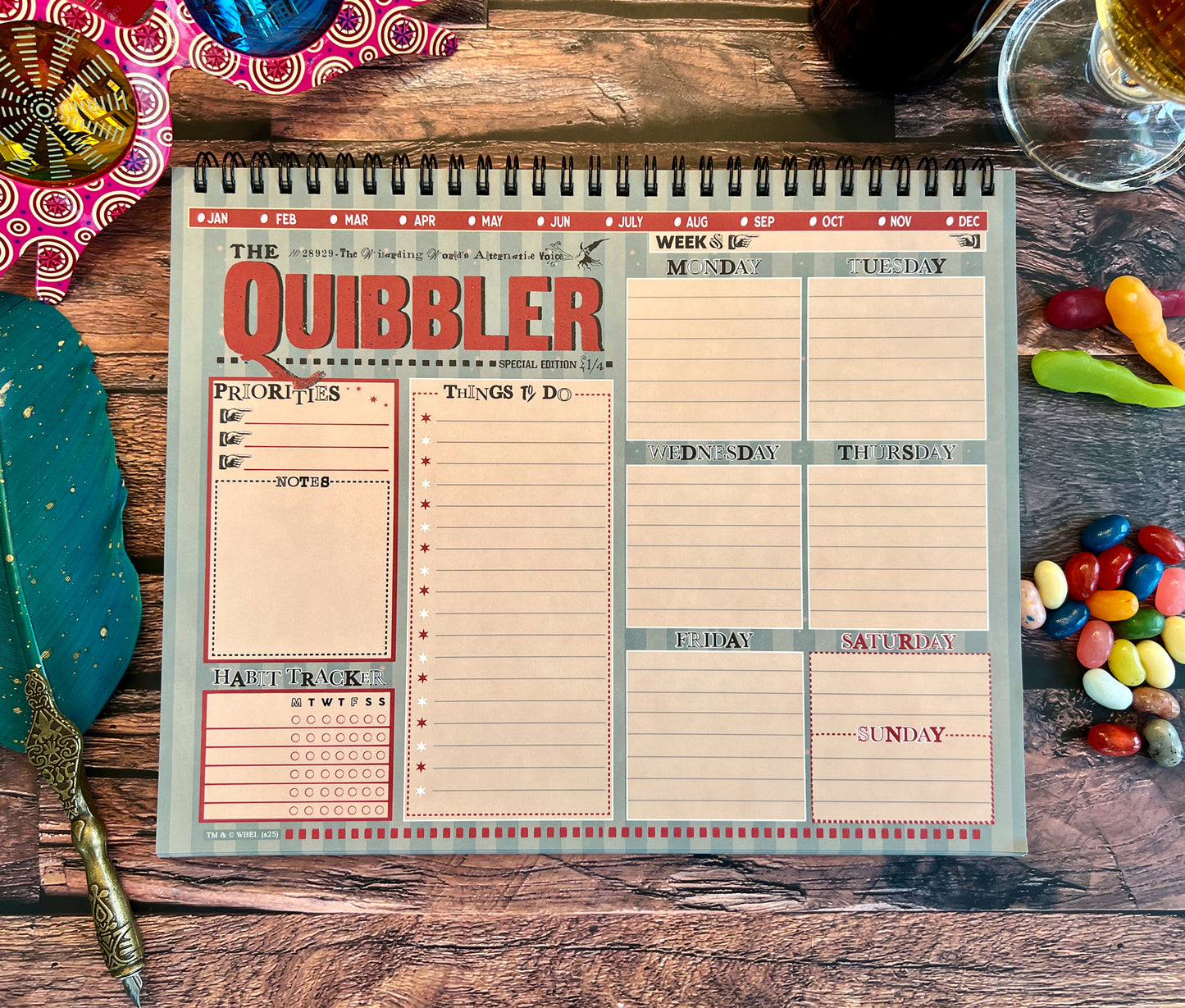 Harry Potter The Quibbler Top-Spiral Undated Weekly Planning Notepad (8'' x 10'')