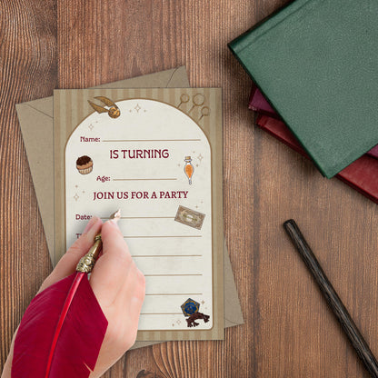 Harry Potter Wizards & Witches Fill-in-the-Blank Birthday Invitation & Envelope Box Set (20-Pack)