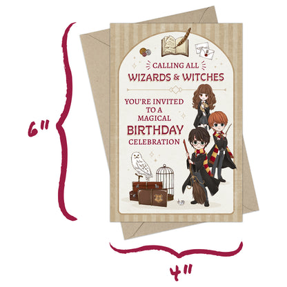 Harry Potter Wizards & Witches Fill-in-the-Blank Birthday Invitation & Envelope Box Set (20-Pack)