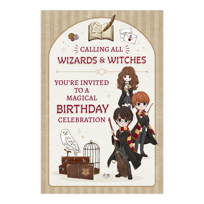 Harry Potter Wizards & Witches Fill-in-the-Blank Birthday Invitation & Envelope Box Set (20-Pack)