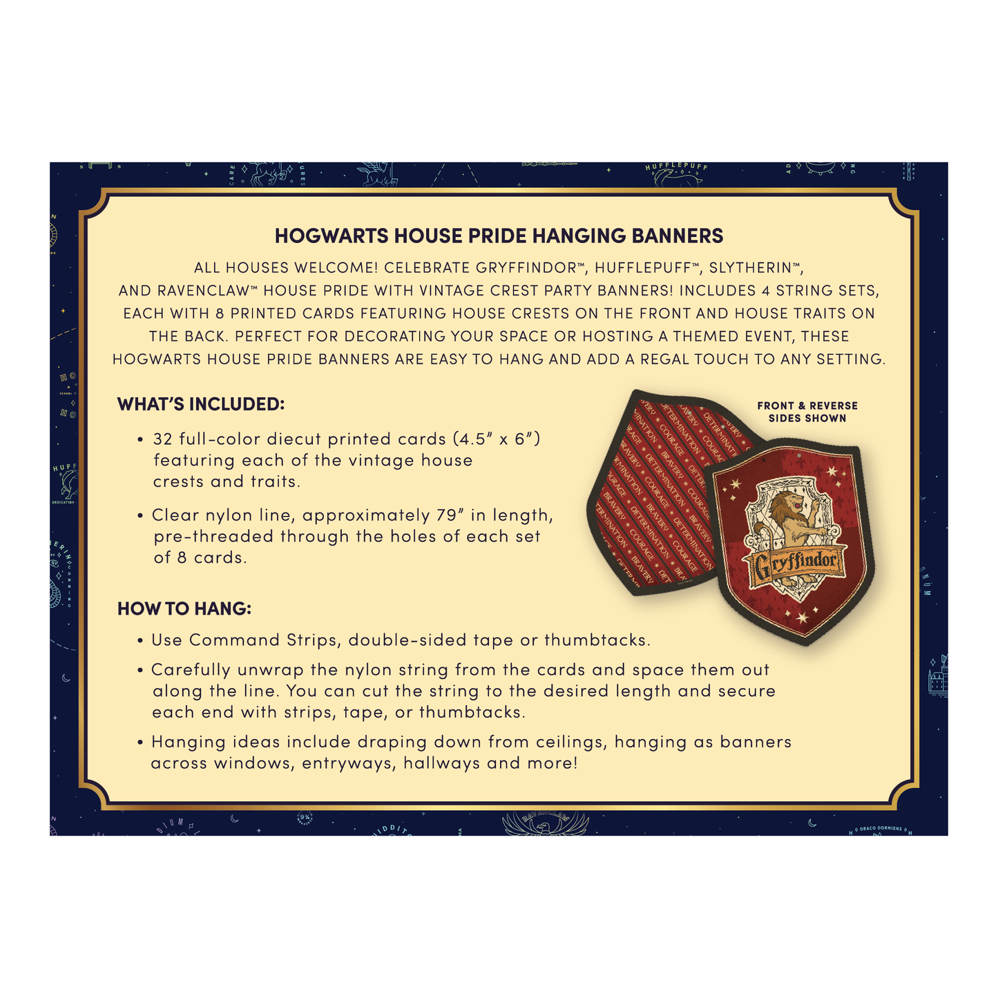 Harry Potter Ultimate Hanging Decor Bundle (Hogwarts Acceptance Letters, House Pride Crests & Literary Art Banner Sets)