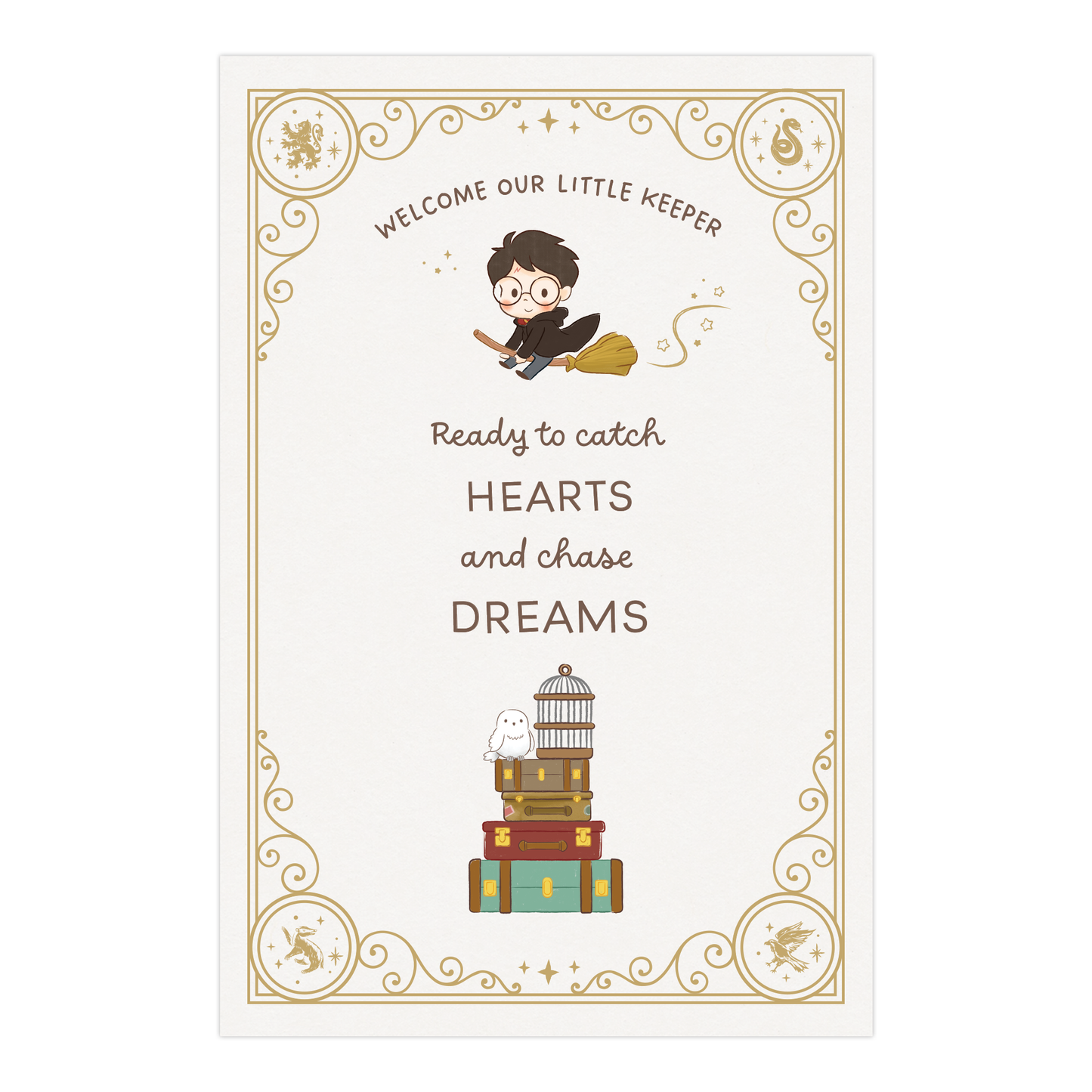 Harry Potter Little Keeper Fill-in-the-Blank Baby Birth Announcement & Envelope Box Set (20-Pack)