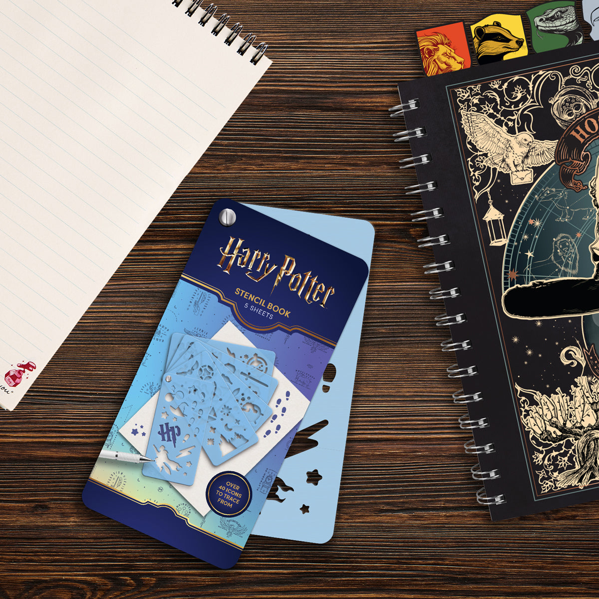 Harry Potter Sorting Hat Tabbed Journal & Stencil Book Bundle
