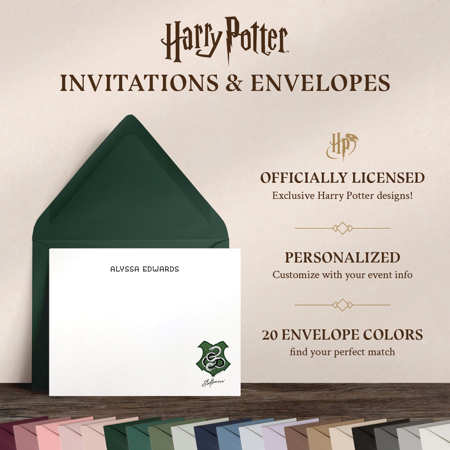 Harry Potter Slytherin House Mascot Personalized Notecards