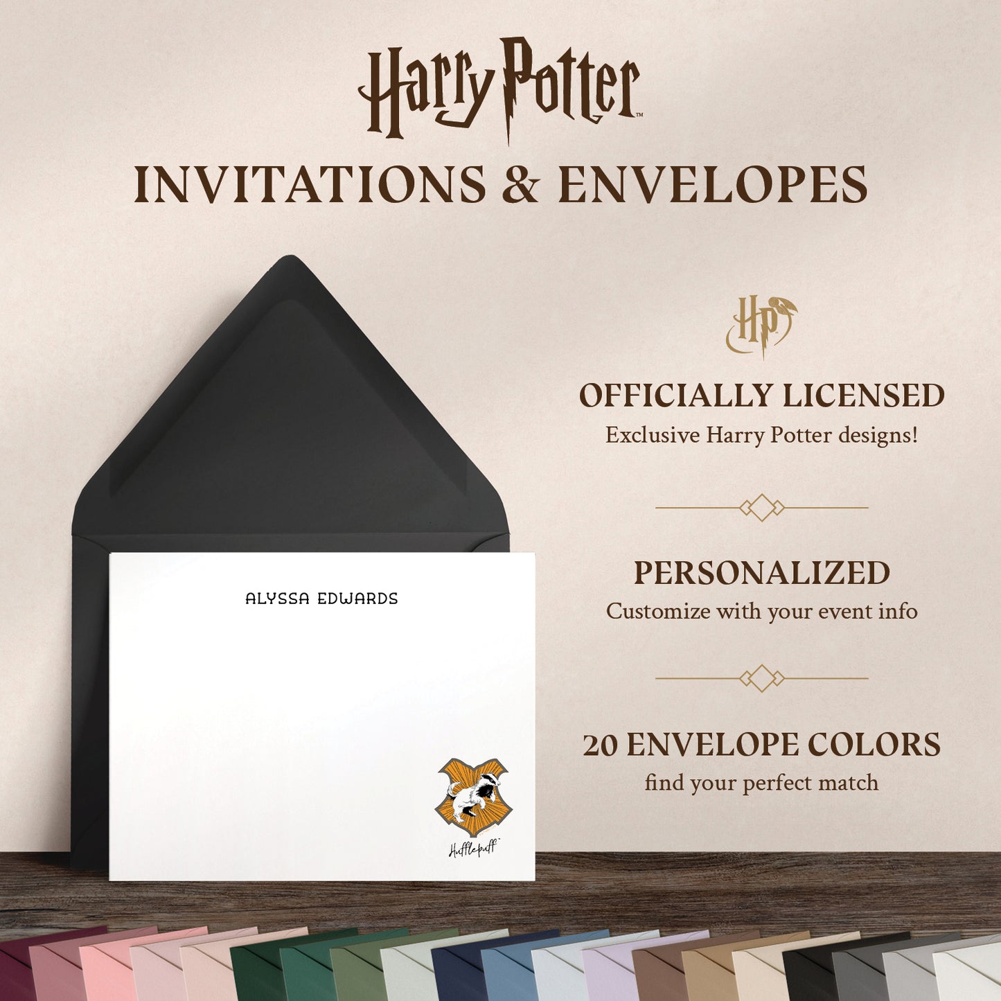 Harry Potter Hufflepuff House Mascot Personalized Notecards